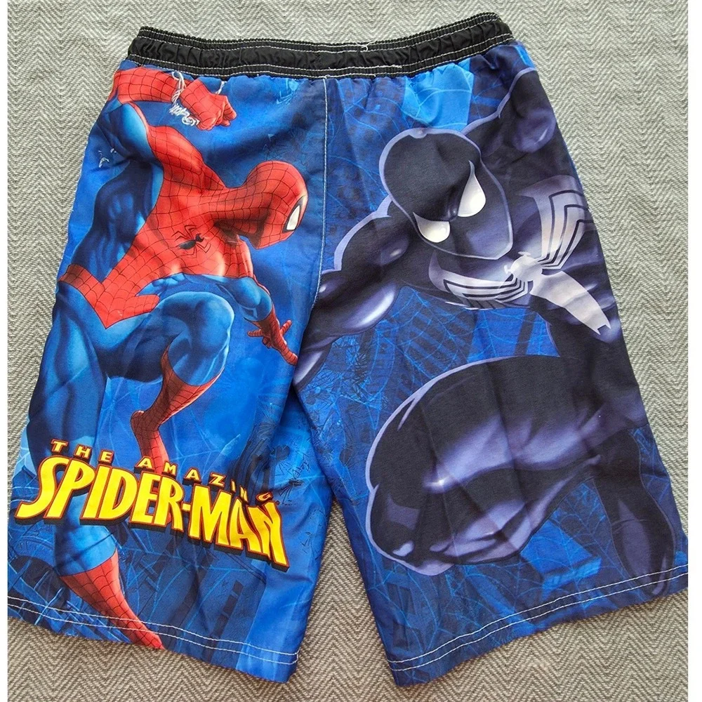 Marvel Boys Spiderman Venom Swim Trunks Blue Black Suit Board Shorts Size 8 2010